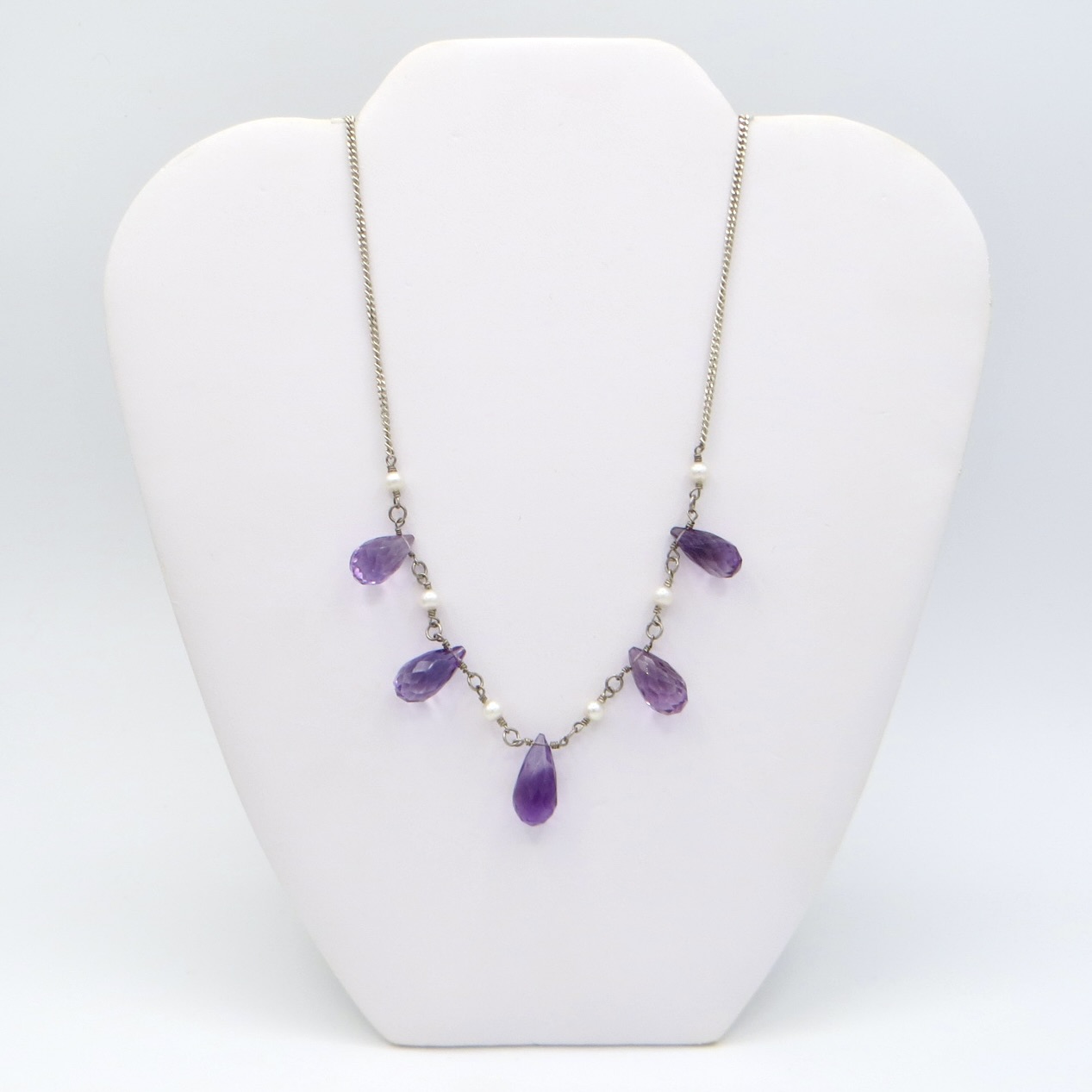 Pearl and Amethyst Drop Necklace