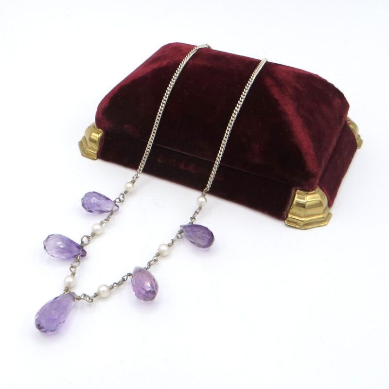 Pearl and Amethyst Drop Necklace