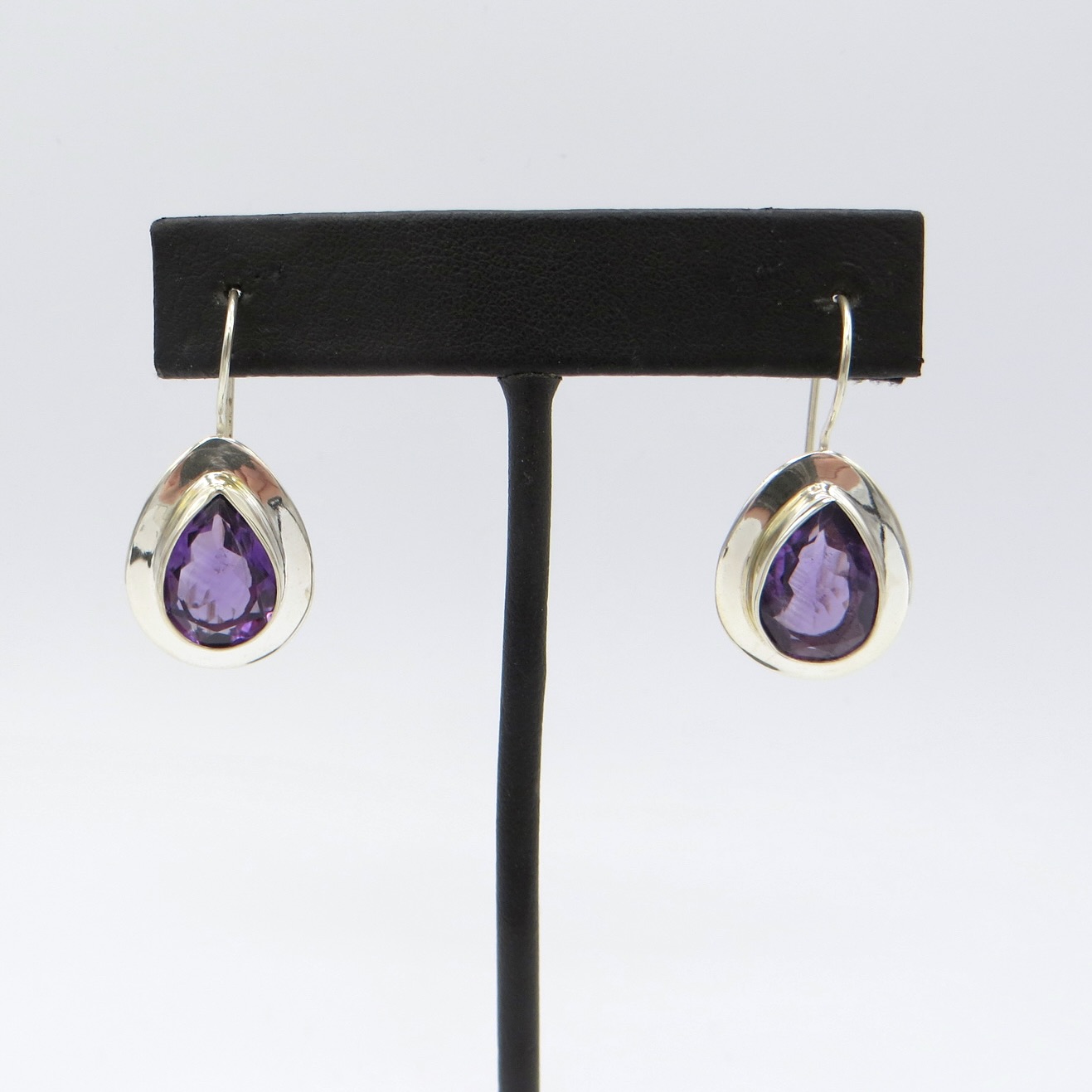 Silver and Amethyst Teardrop Earrings