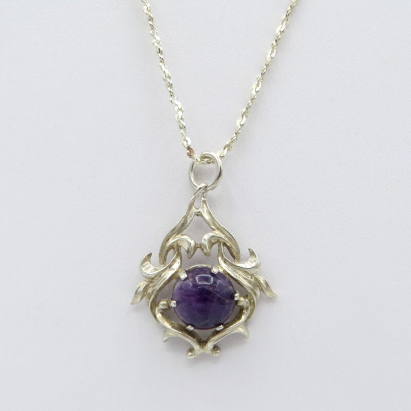 Ornate Silver and Amethyst Necklace