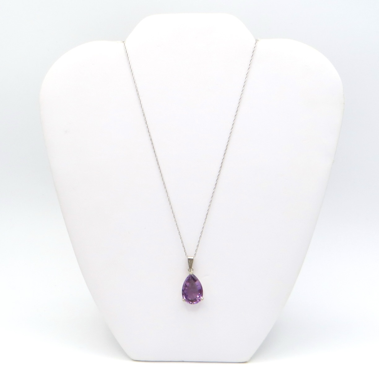 Silver and Amethyst Teardrop Necklace