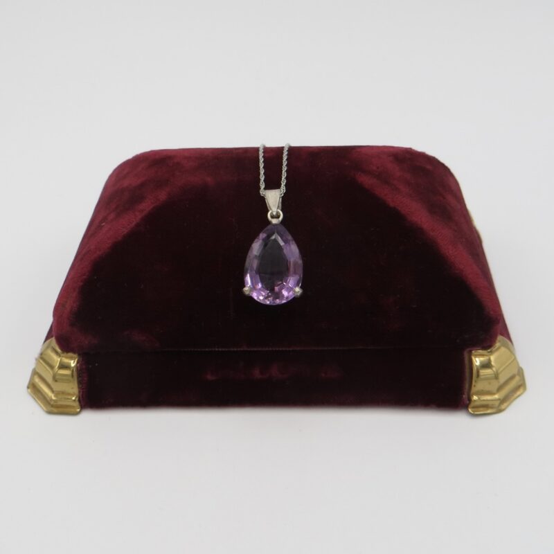 Silver and Amethyst Teardrop Necklace