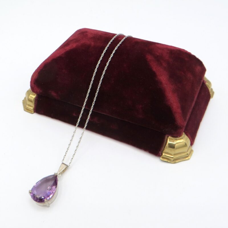 Silver and Amethyst Teardrop Necklace