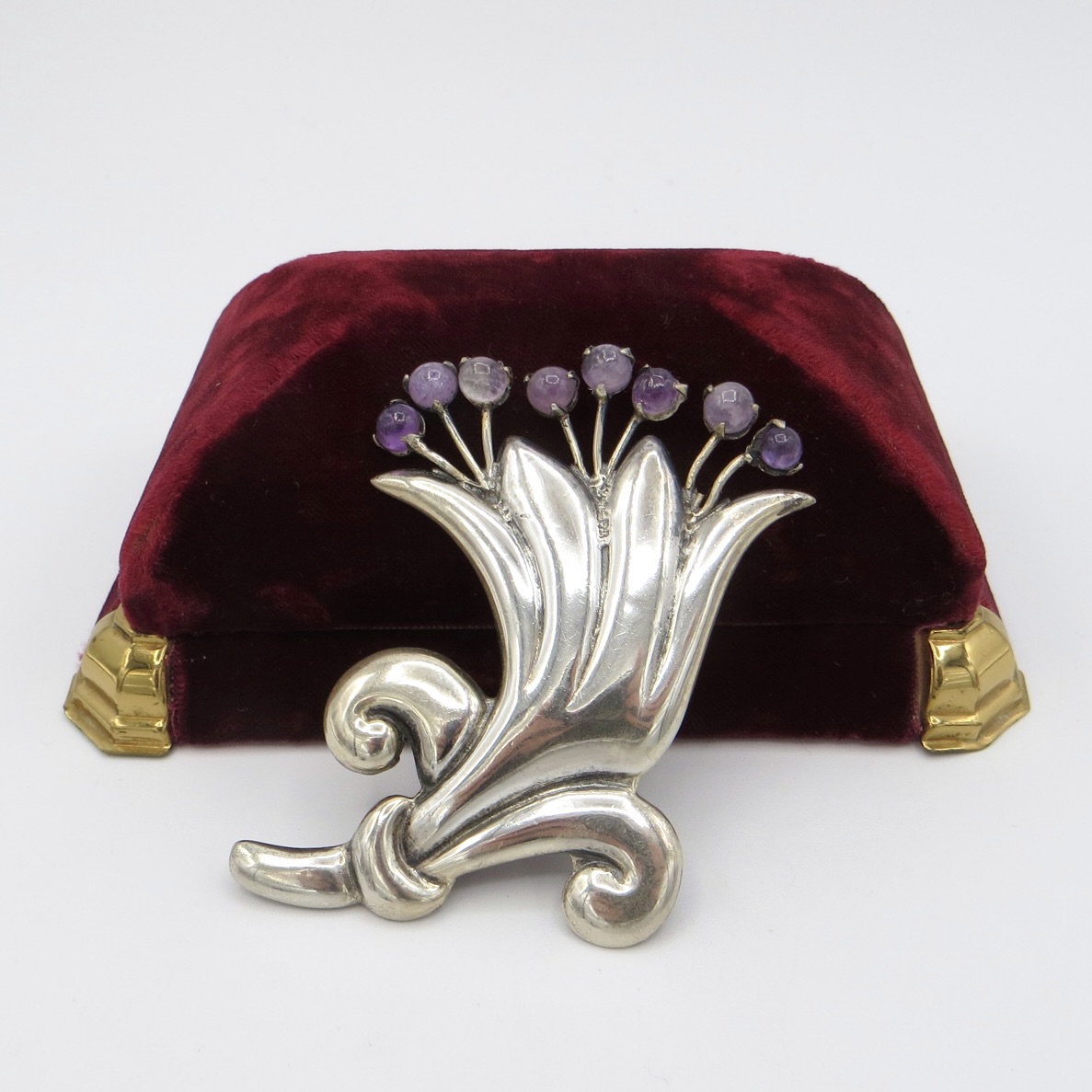 Coro Silver and Amethyst Brooch