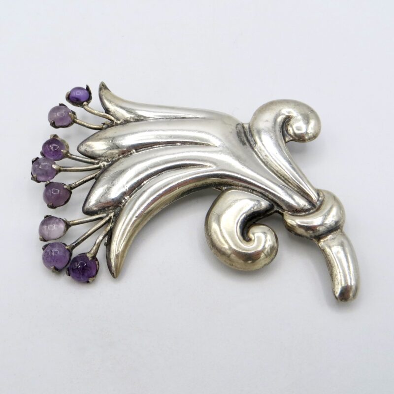Coro Silver and Amethyst Brooch