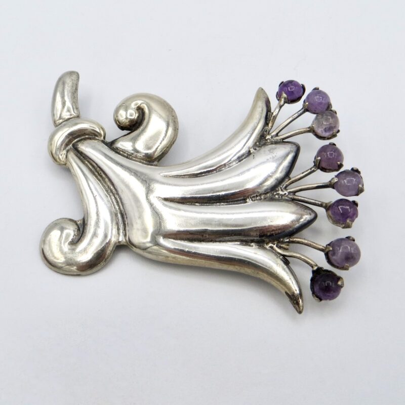 Coro Silver and Amethyst Brooch