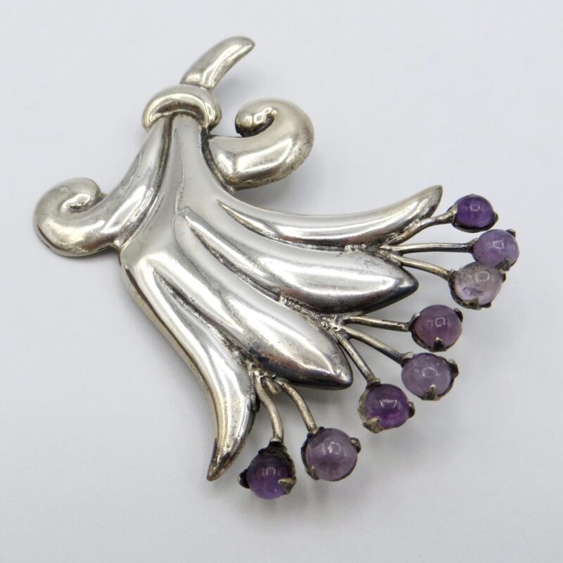 Coro Silver and Amethyst Brooch