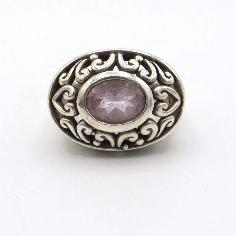 Silver and Amethyst Oval Ring