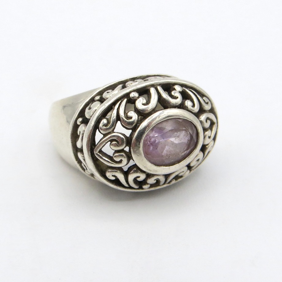 Silver and Amethyst Oval Ring