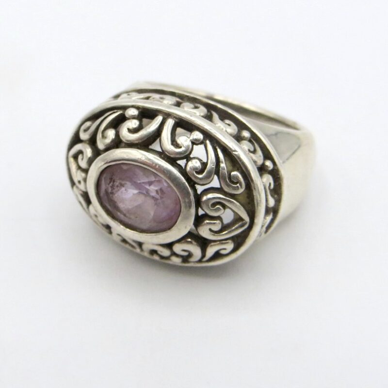 Silver and Amethyst Oval Ring