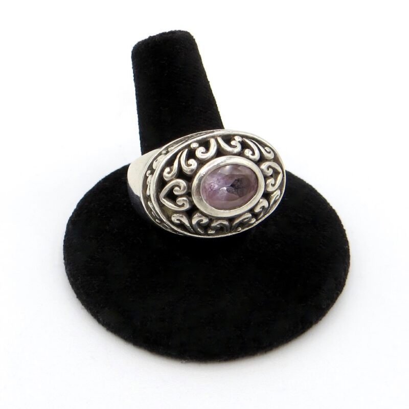 Silver and Amethyst Oval Ring