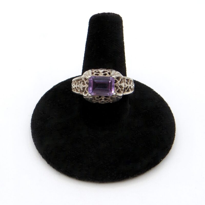 Silver and Amethyst Rectangular Ring