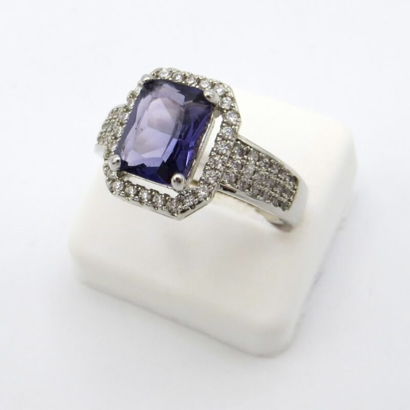 Silver and Crystal Rectangular Ring