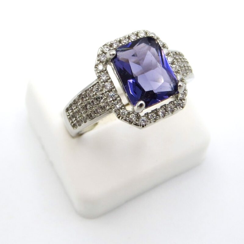 Silver and Crystal Rectangular Ring
