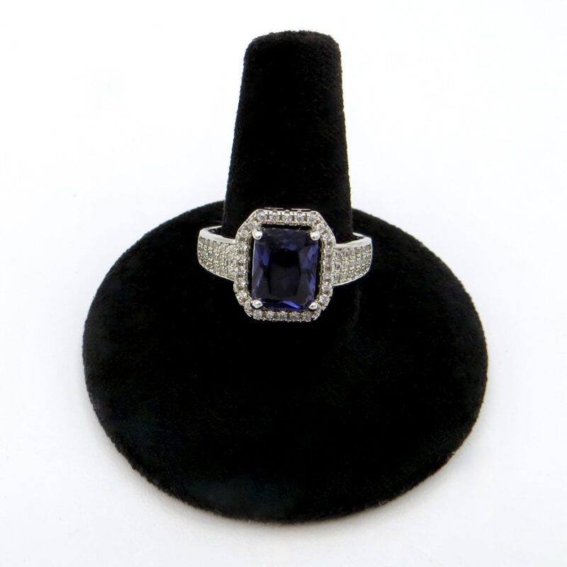 Silver and Crystal Rectangular Ring