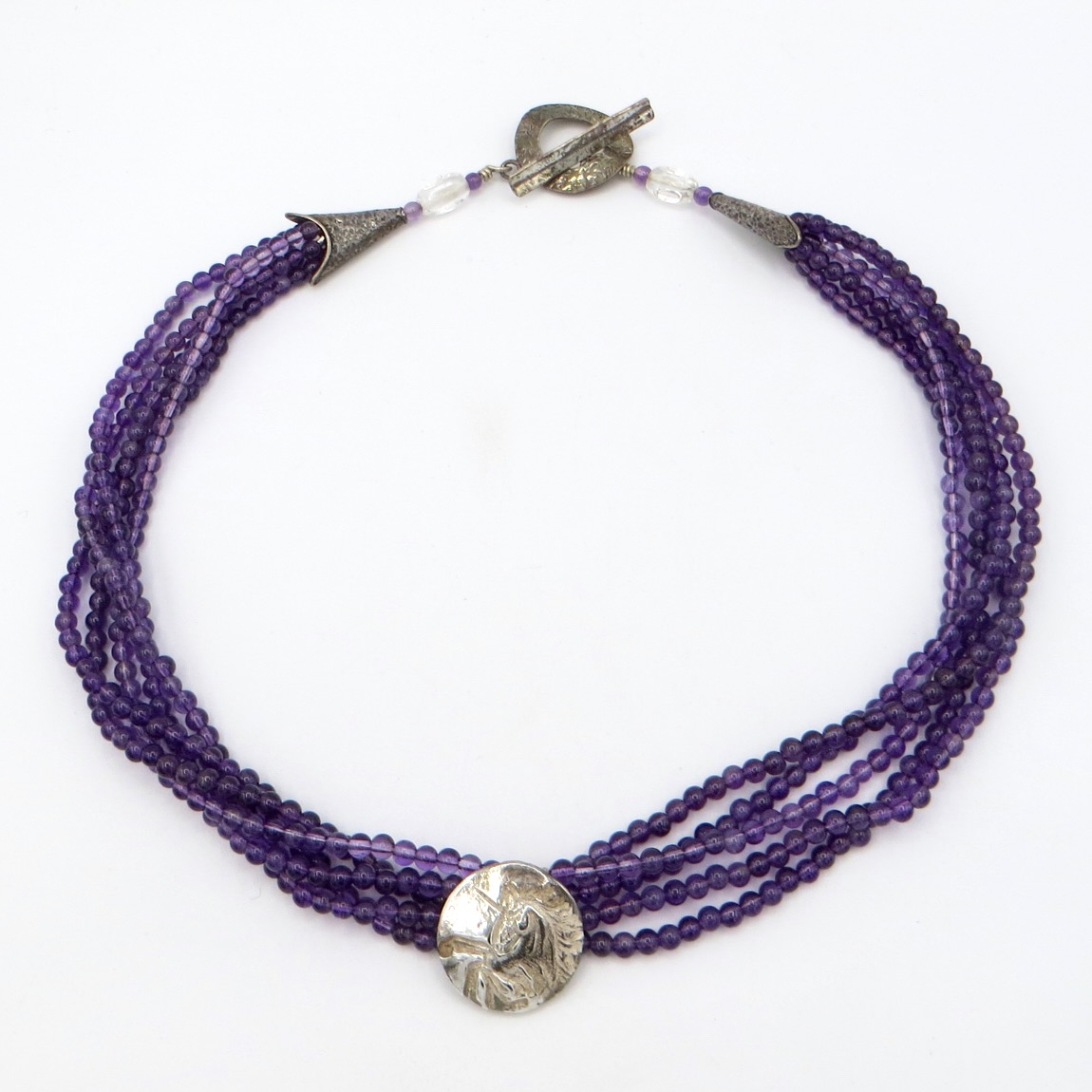 Amethyst Necklace with Unicorn Pendant