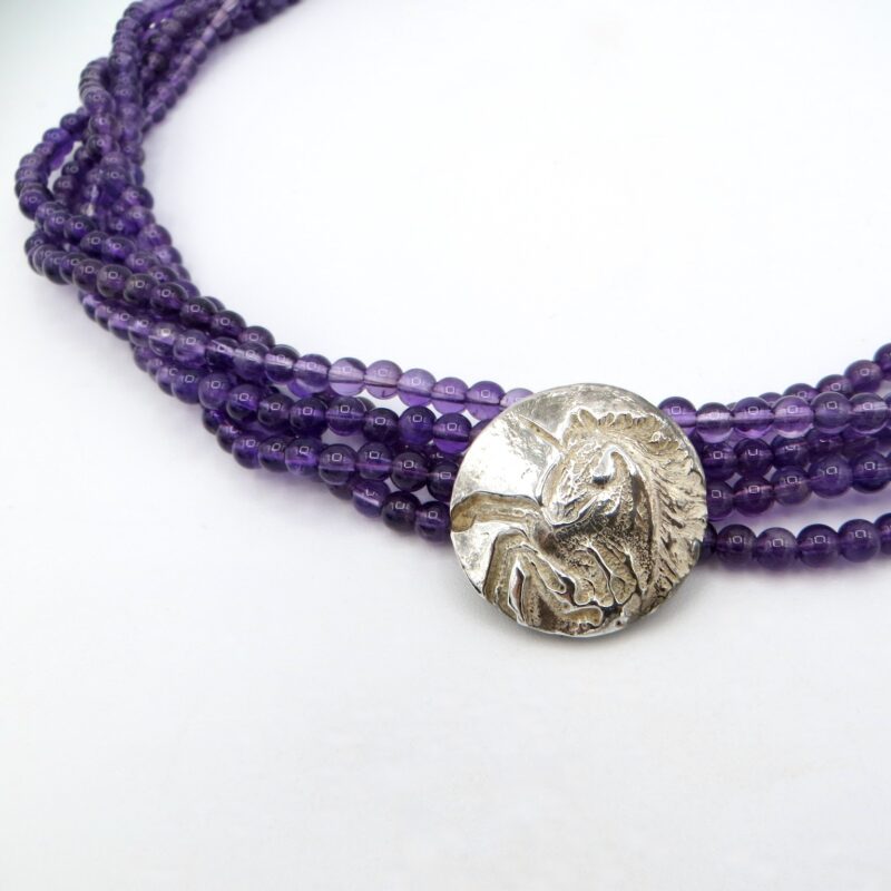 Amethyst Necklace with Unicorn Pendant