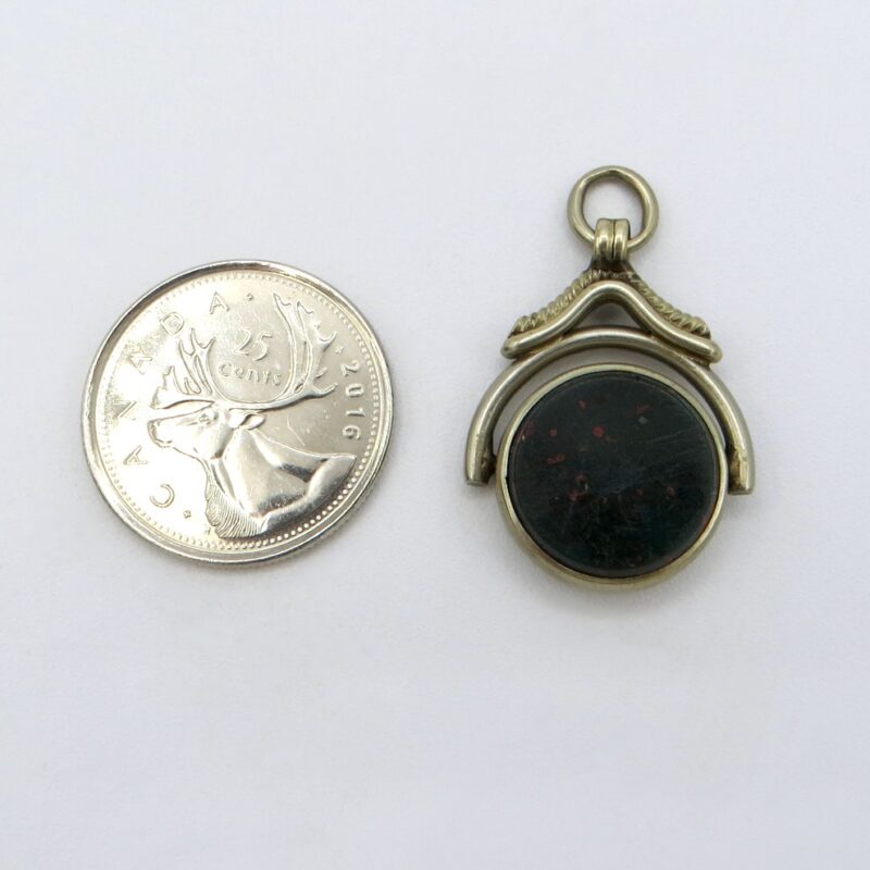 Round Bloodstone and Carnelian Watch Fob
