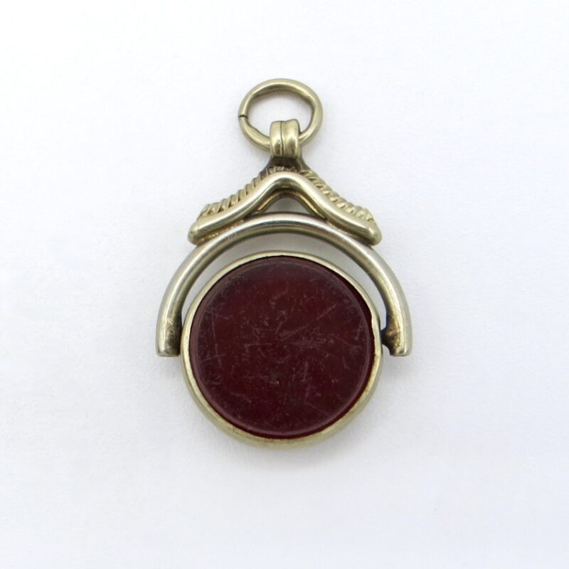 Round Bloodstone and Carnelian Watch Fob