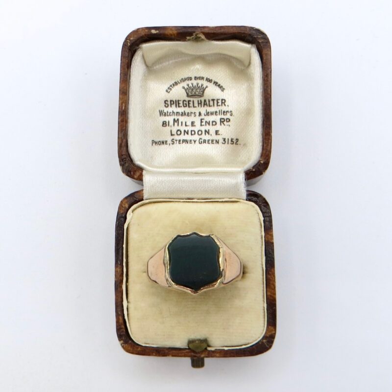 9kt Gold and Bloodstone Shield Ring