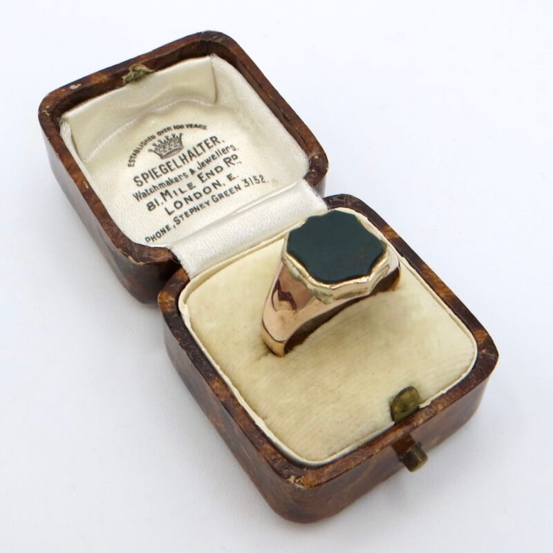 9kt Gold and Bloodstone Shield Ring
