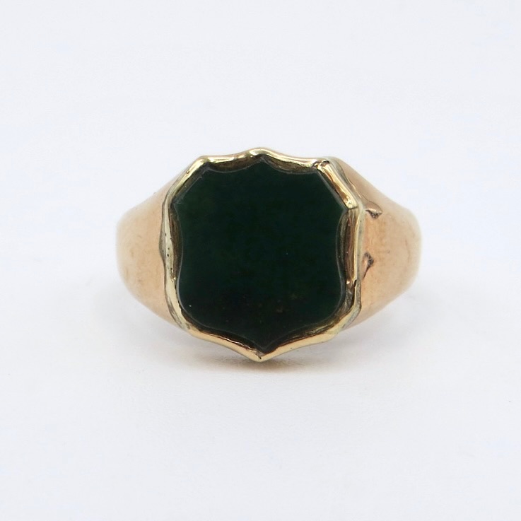 9kt Gold and Bloodstone Shield Ring