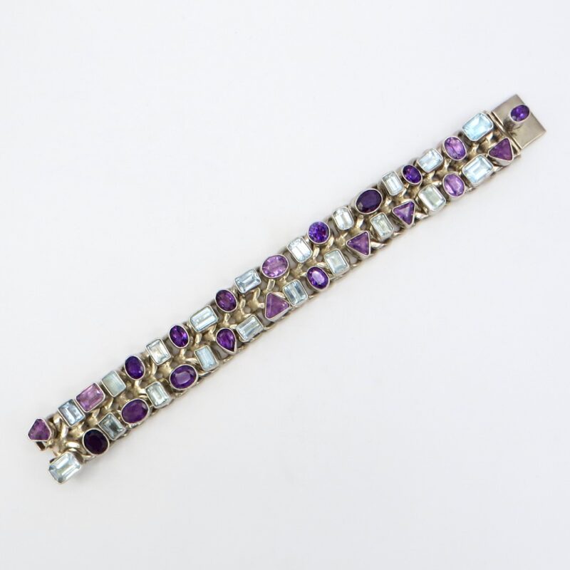 Silver, Amethyst and Aquamarine Bracelet