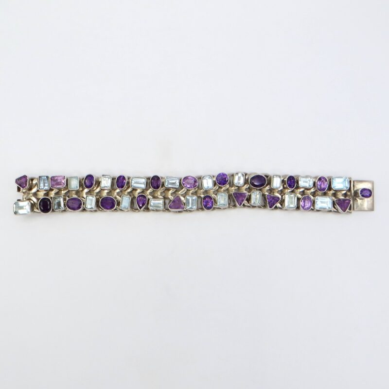 Silver, Amethyst and Aquamarine Bracelet