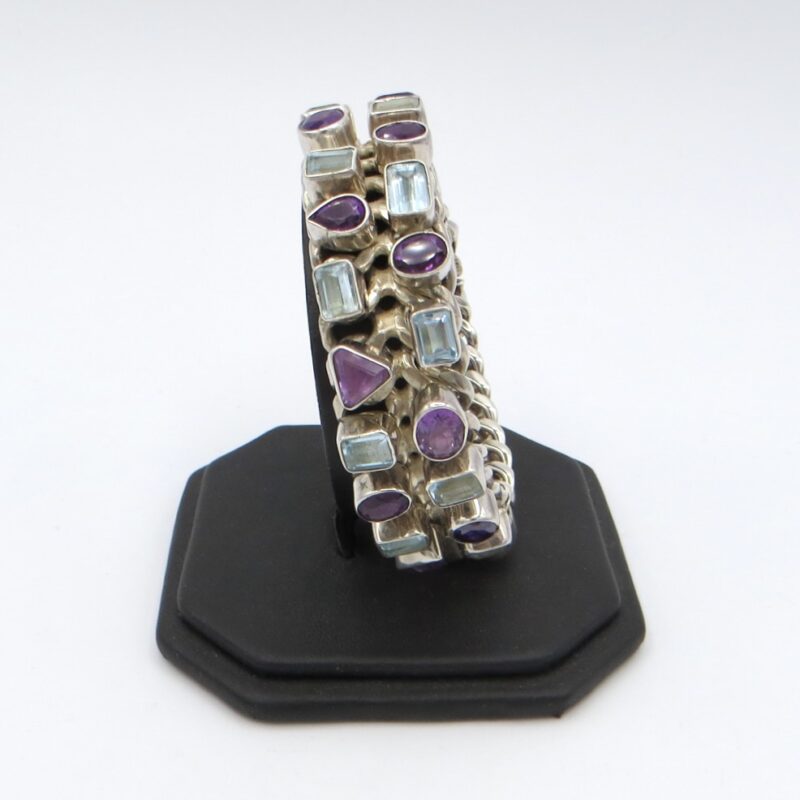 Silver, Amethyst and Aquamarine Bracelet