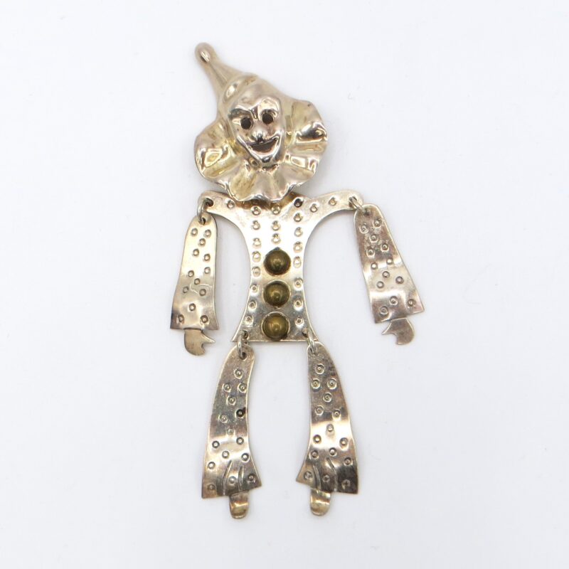 Articulated Sterling Silver Clown Brooch