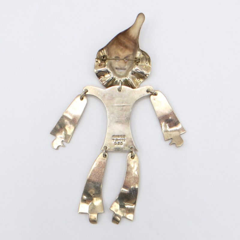 Articulated Sterling Silver Clown Brooch