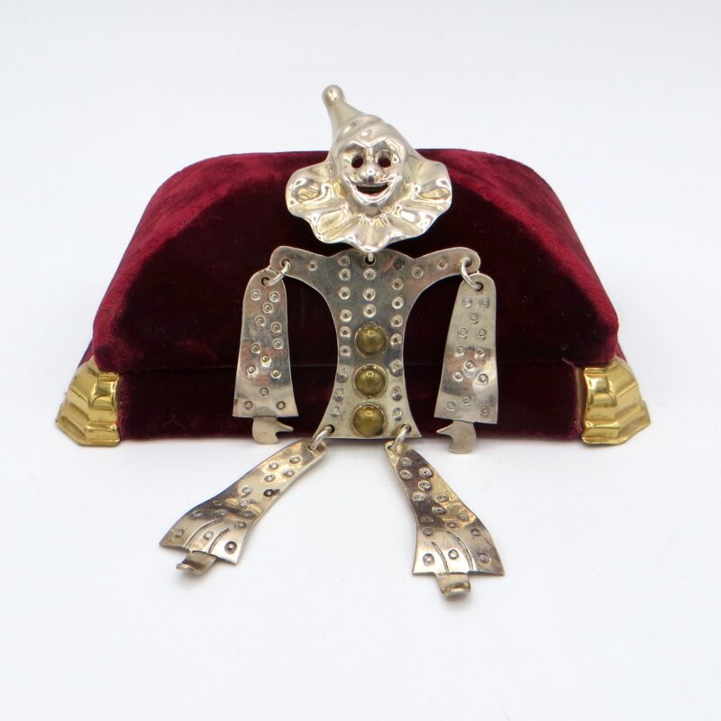 Articulated Sterling Silver Clown Brooch