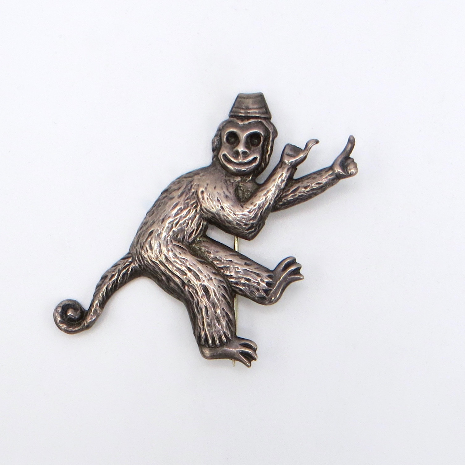 Silver Monkey Brooch