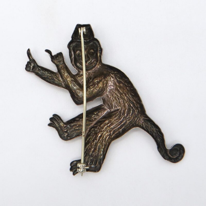 Silver Monkey Brooch