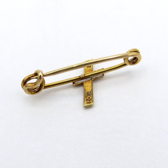 Gold and Seed Pearl Cross Pin