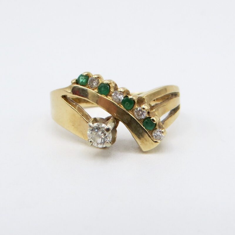 14kt Gold, Diamond and Emerald Ring