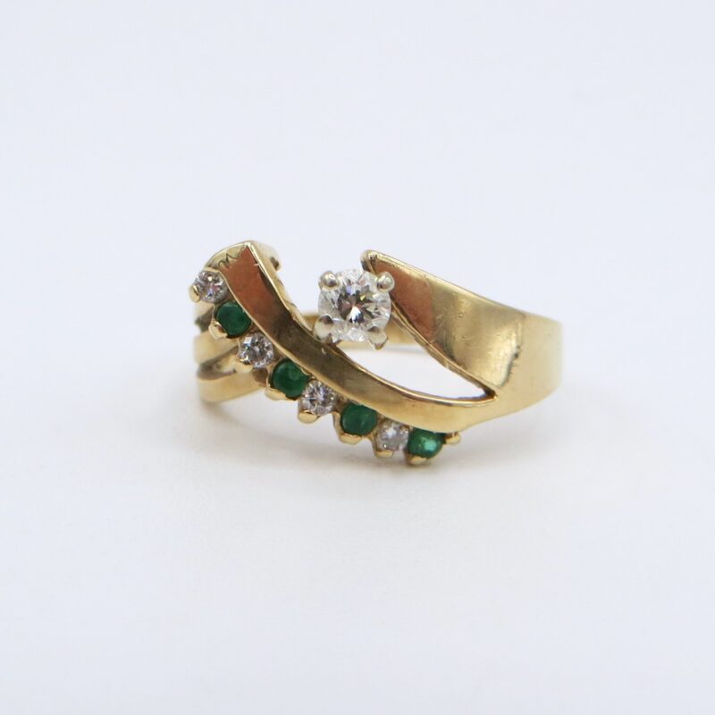 14kt Gold, Diamond and Emerald Ring