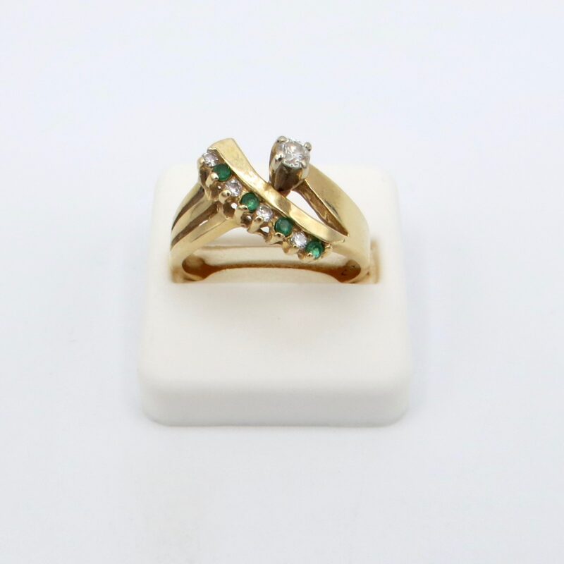 14kt Gold, Diamond and Emerald Ring