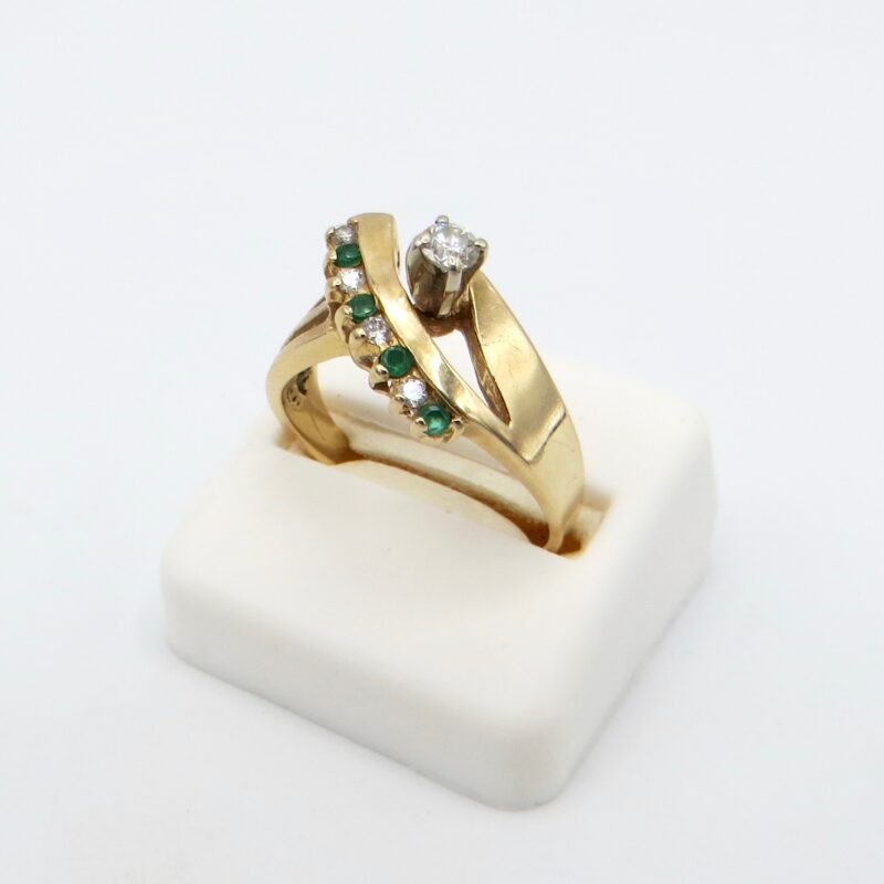 14kt Gold, Diamond and Emerald Ring