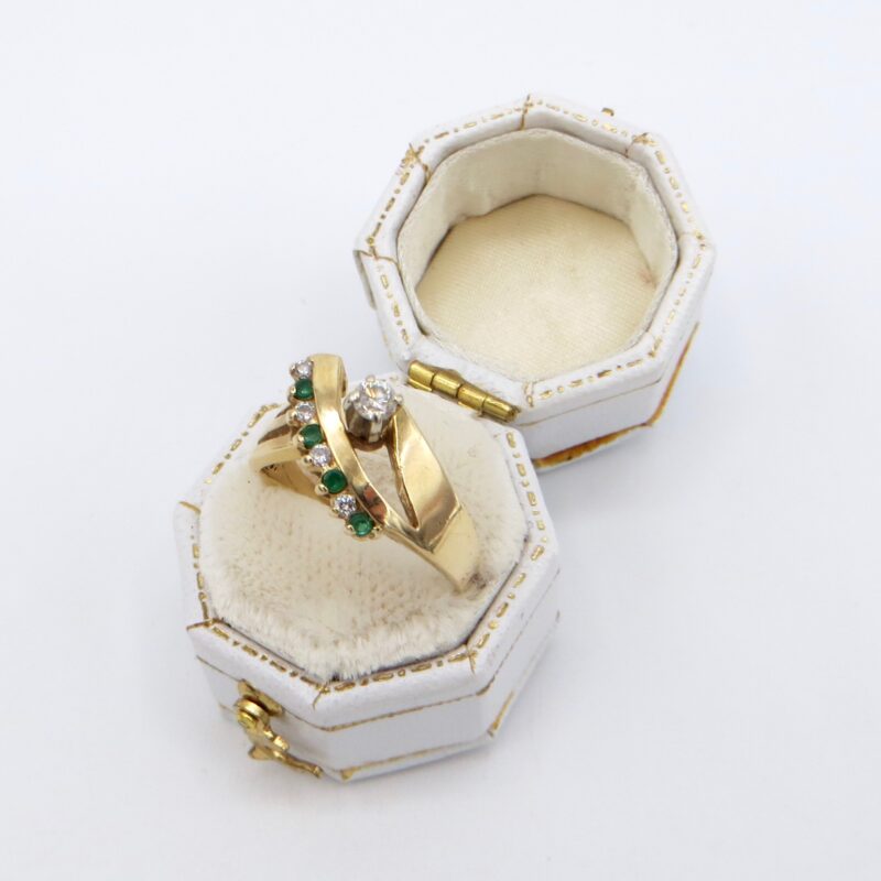 14kt Gold, Diamond and Emerald Ring