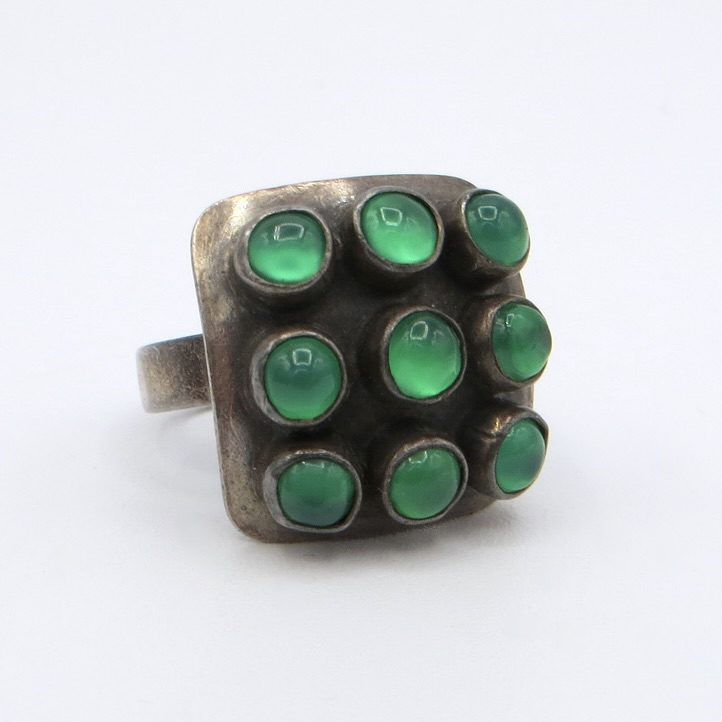 Silver and Chrysoprase Ring