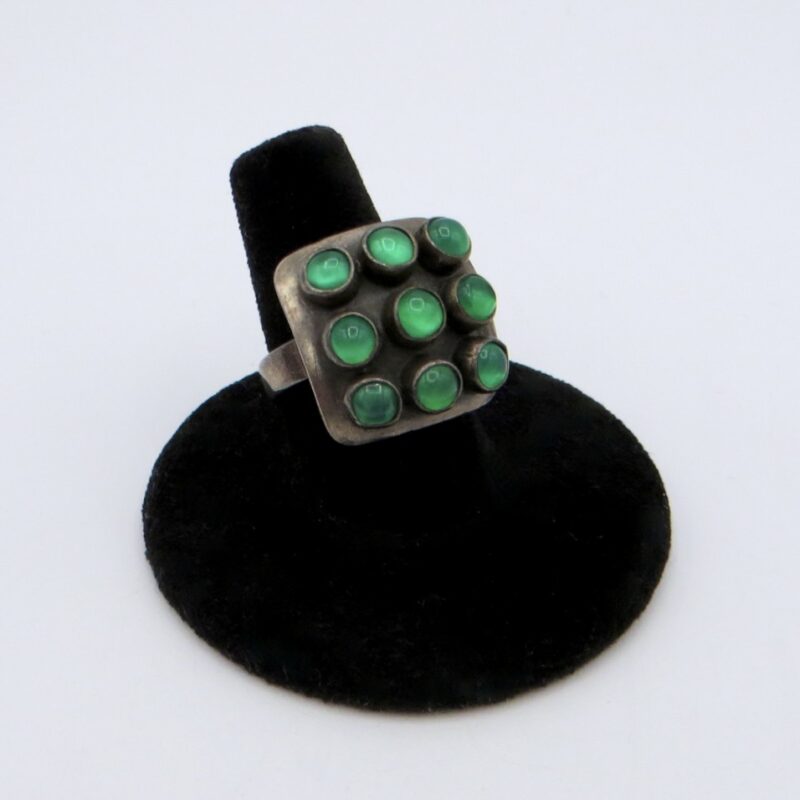 Silver and Chrysoprase Ring