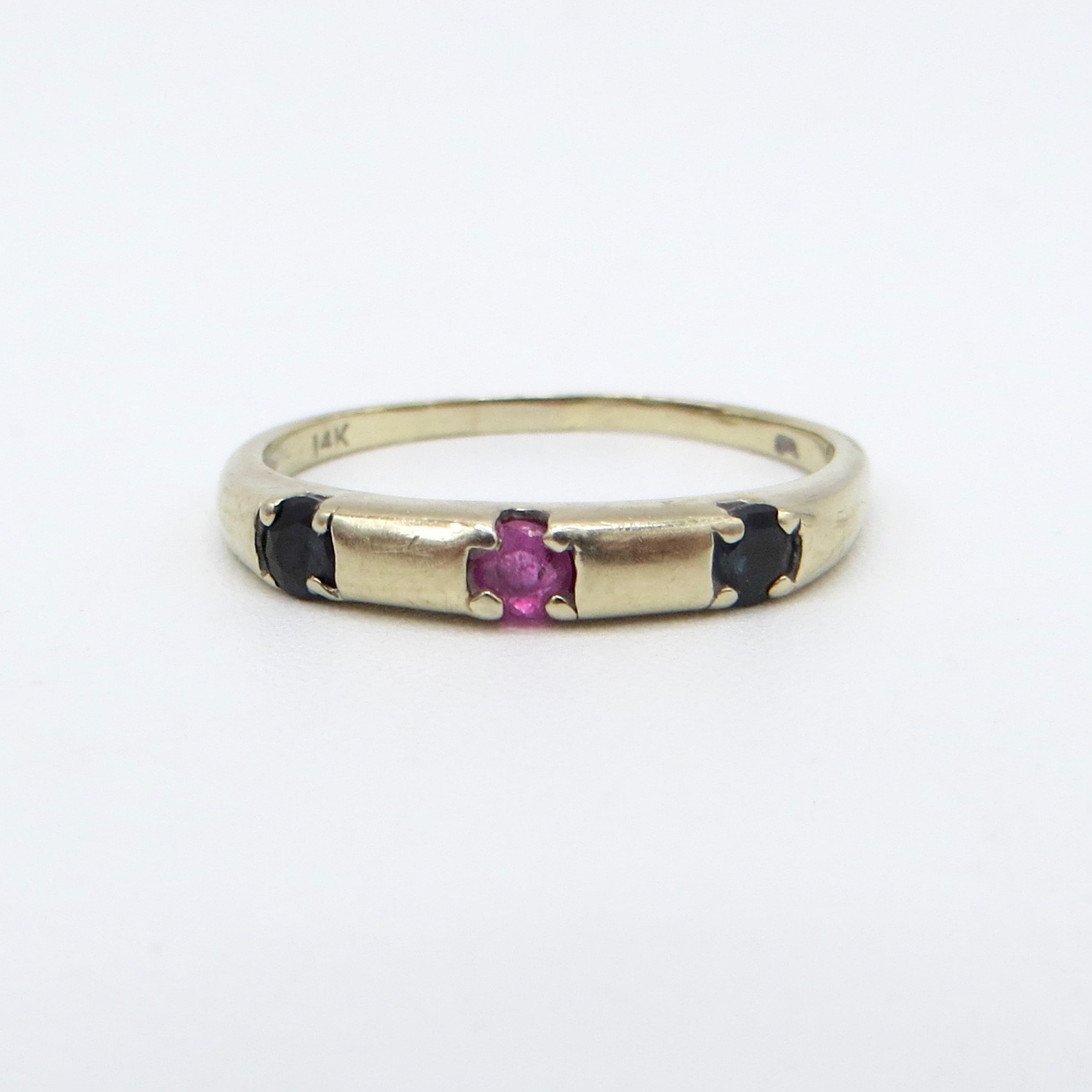 14kt White Gold, Sapphire and Ruby Ring