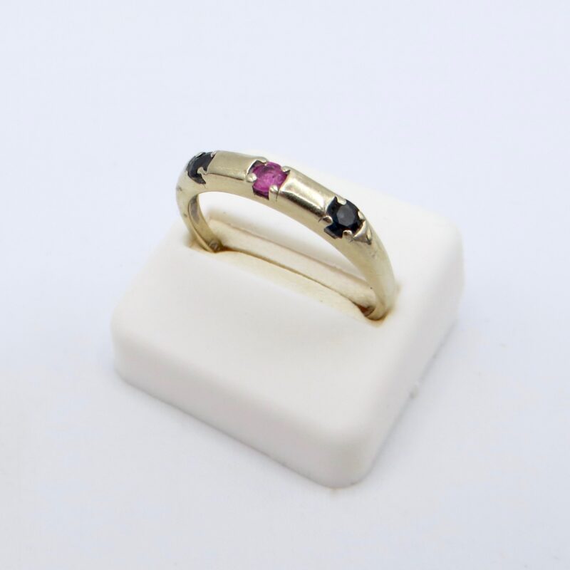 14kt White Gold, Sapphire and Ruby Ring