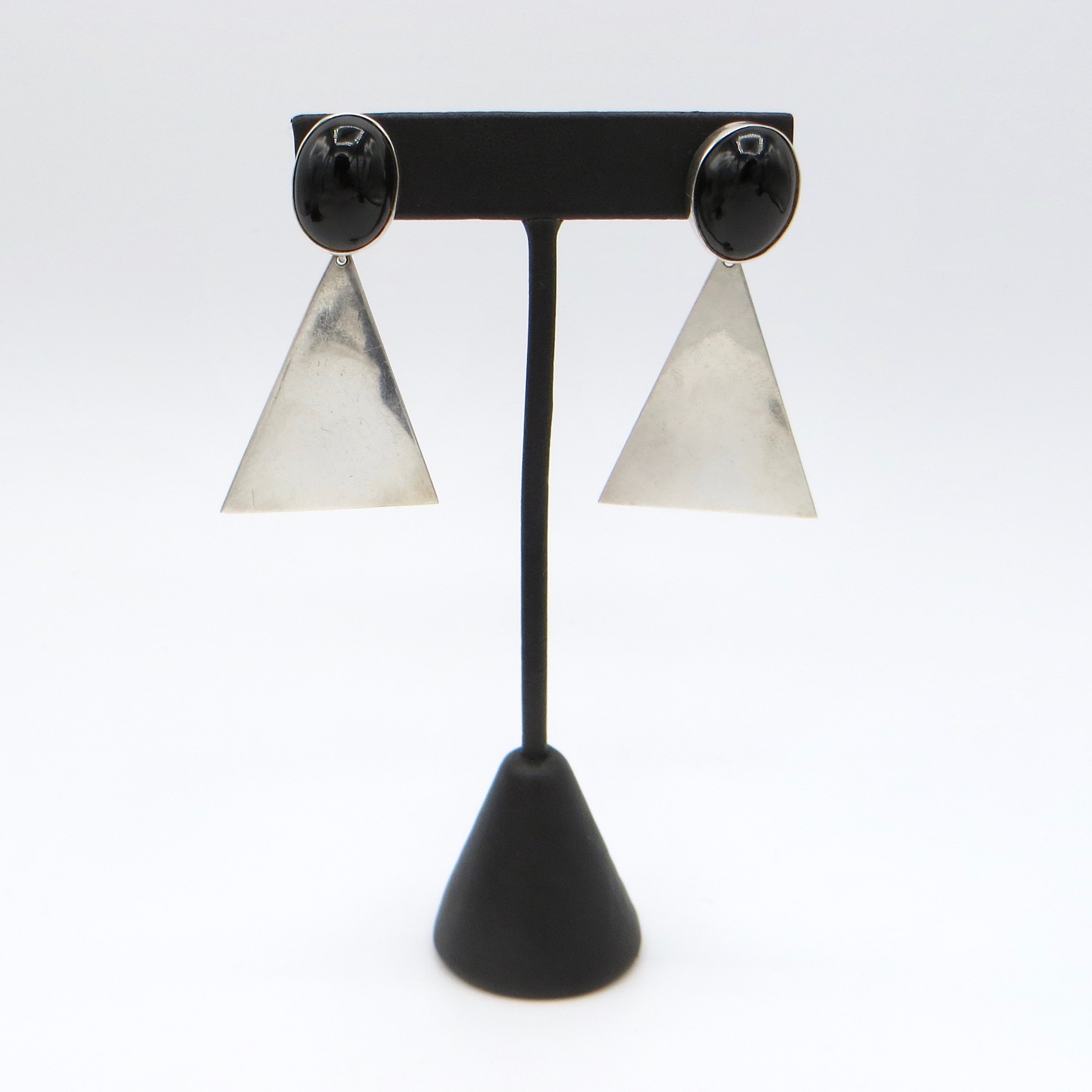 Silver and Onyx Drop Earrings