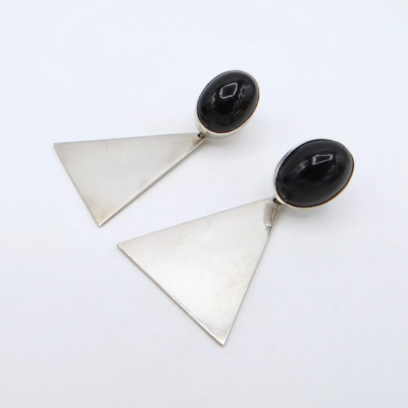 Silver and Onyx Drop Earrings