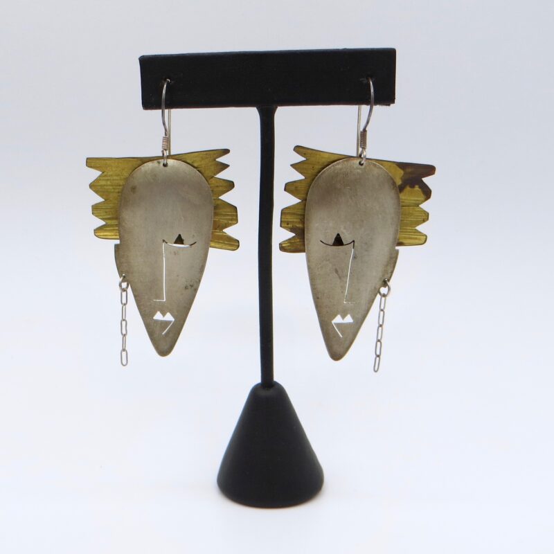 Sterling and Brass Figural Earrings