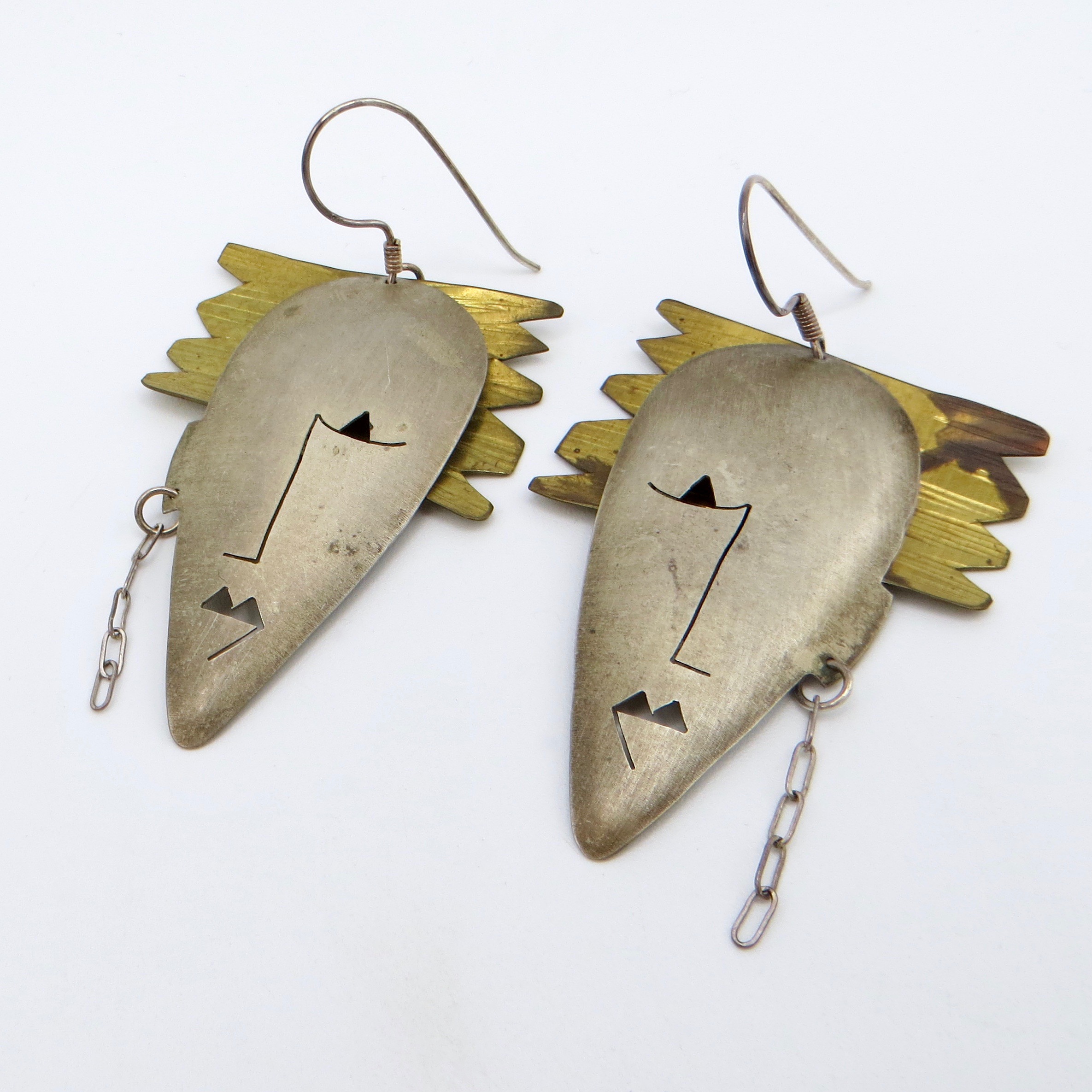 Sterling and Brass Figural Earrings