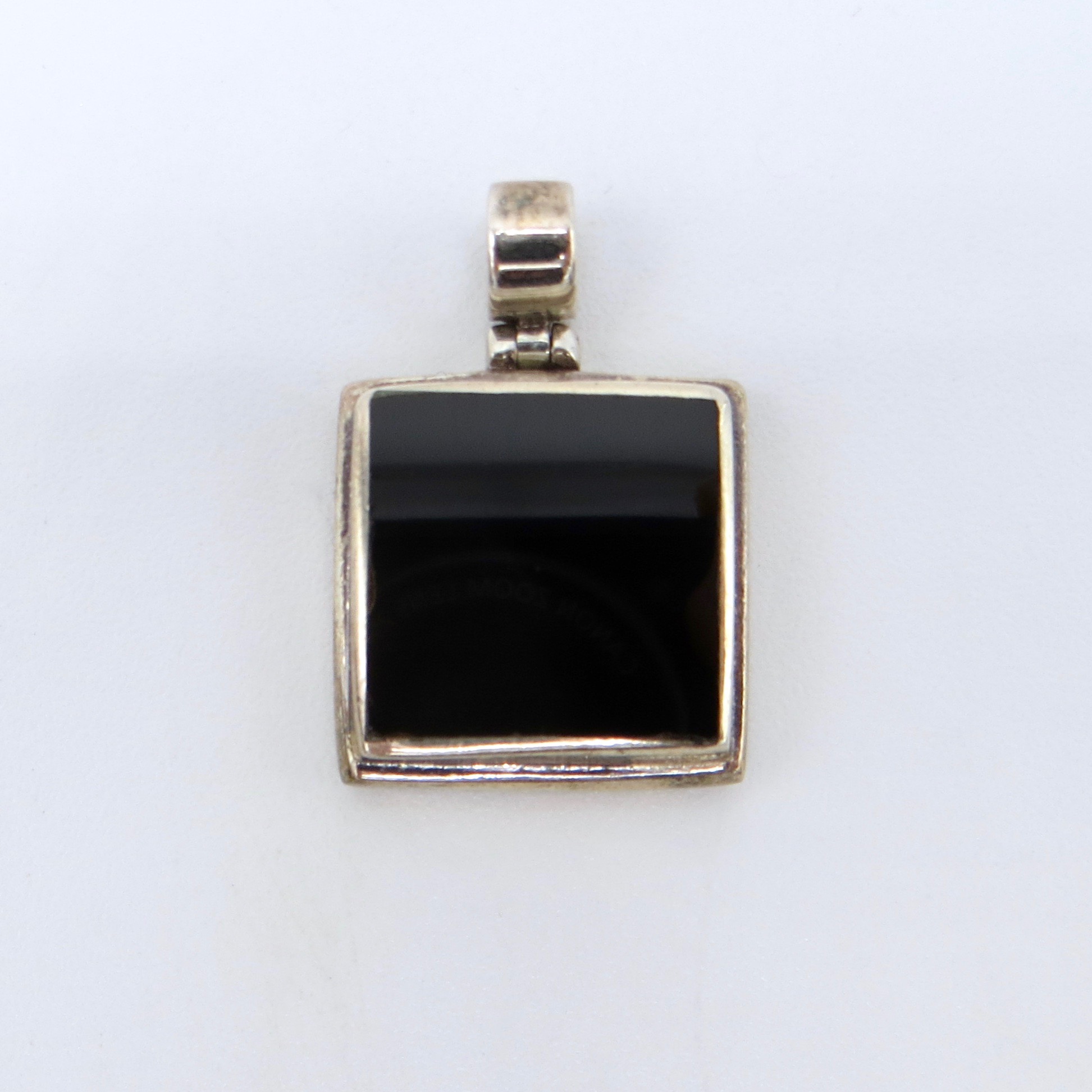 Silver and Onyx Square Pendant