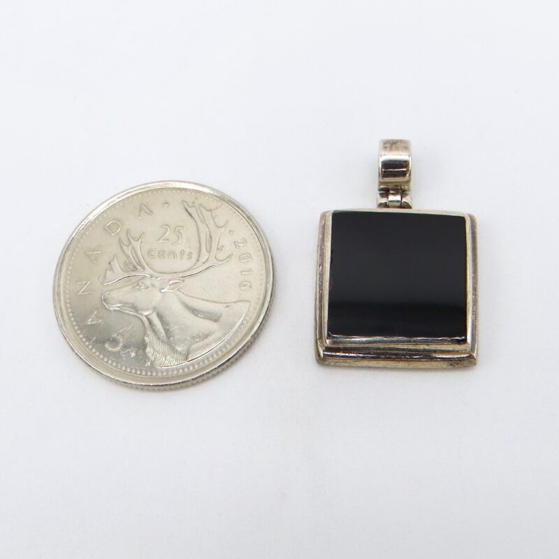Silver and Onyx Square Pendant